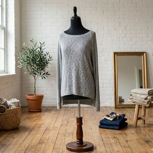 Harlowe & Graham Marled Knit Sweater Top Gray White Size XS